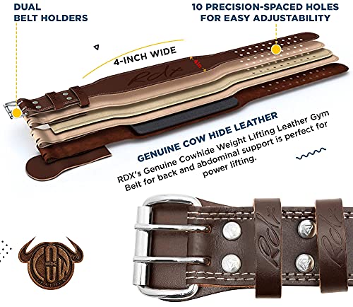 RDX 4″ Rindsleder Fitness Gewichthebergürtel - 5