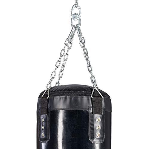 BAY® „CHAMP“ fertig gefüllter LEDER PU RIESEN GROSSER „120 x 35 cm“ Sandsack Boxsack mit Stahlkette Stahl Kette Aufhängung, schwarz blau Herren Damen Kinder Kids Erwachsene Jugendliche - 3