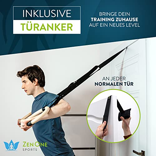Turnringe Holz Ringe Turnen I ZenRings Fitness Gymnastikringe mit Türanker und Gurten inkl. Gratis E-Book, Workout-Guide + Tasche - 4