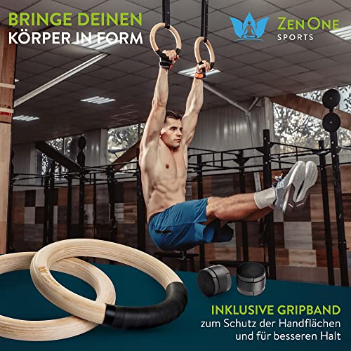 Turnringe Holz Ringe Turnen I ZenRings Fitness Gymnastikringe mit Türanker und Gurten inkl. Gratis E-Book, Workout-Guide + Tasche - 6