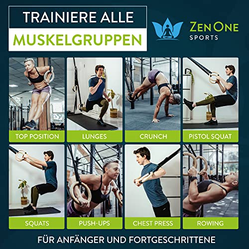 Turnringe Holz Ringe Turnen I ZenRings Fitness Gymnastikringe mit Türanker und Gurten inkl. Gratis E-Book, Workout-Guide + Tasche - 7