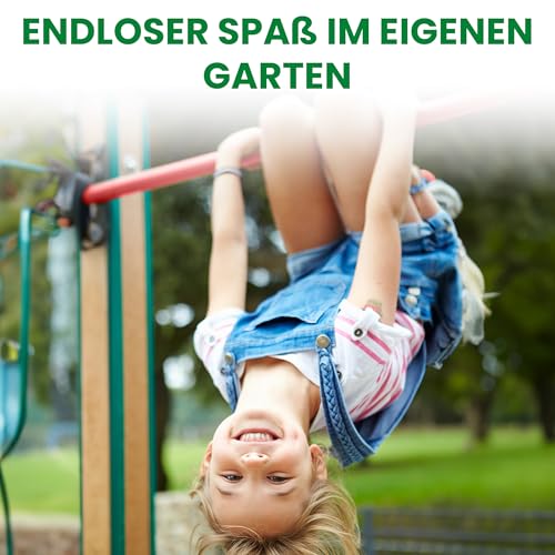 Gartenpirat Doppelreck Modell DKR aus Kantholz mit Reckstangen rot - 4