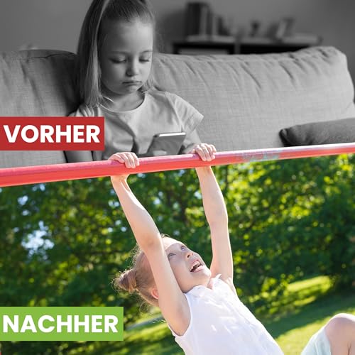 Gartenpirat Doppelreck Modell DKR aus Kantholz mit Reckstangen rot - 5