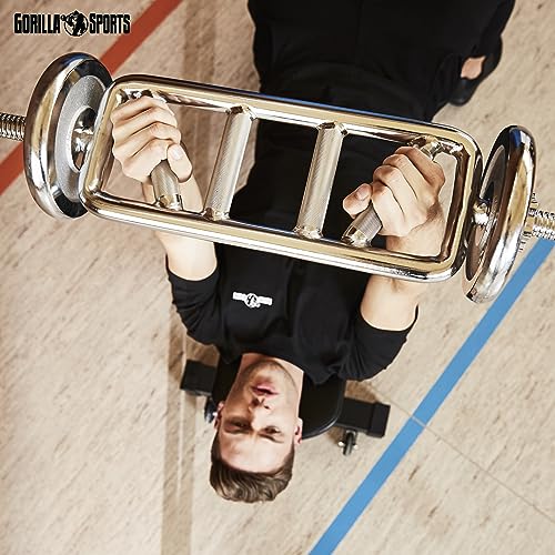 GORILLA SPORTS Trizeps-Stange Diagonal aus Chrom Trizeps-Trainer mit Sternverschlüssen - 7
