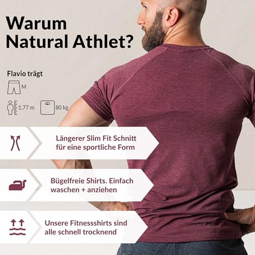 Herren Fitness T-Shirt meliert – Natural Athlet - 2