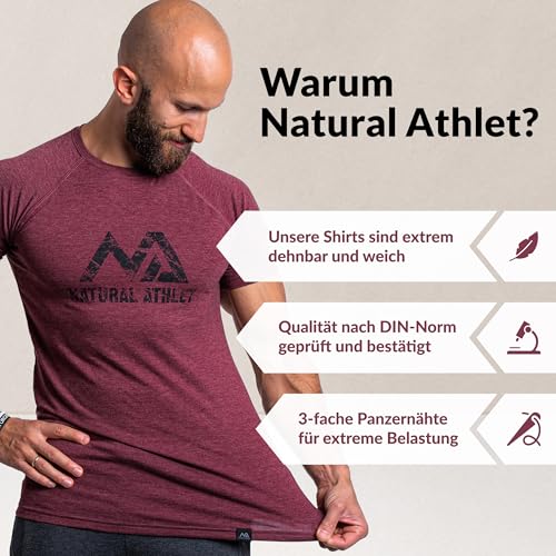 Herren Fitness T-Shirt meliert – Natural Athlet - 3