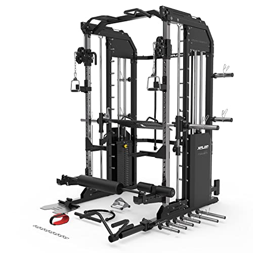 XPLON Tower7 Kraftstation Multipresse Klimmzugstation inkl. 240kg Steckgewichte mit Hantelbank Ø30mm / 50mm - 2