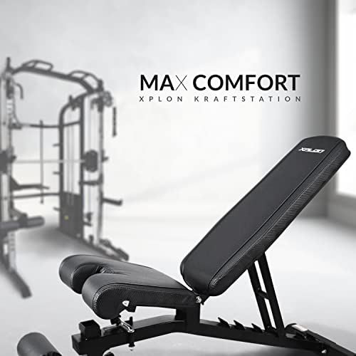 XPLON Tower7 Kraftstation Multipresse Klimmzugstation inkl. 240kg Steckgewichte mit Hantelbank Ø30mm / 50mm - 3