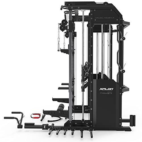 XPLON Tower7 Kraftstation Multipresse Klimmzugstation inkl. 240kg Steckgewichte mit Hantelbank Ø30mm / 50mm - 6