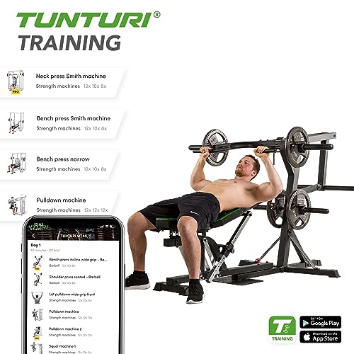Tunturi WT80 Kraftstation für Zuhause - Vielseitige und Verstellbare Multipresse für Mehr als 50 Übungen - Stabil, Kompakt und Sicher für alle Fitnesslevel - 3
