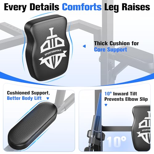 Sportsroyals Power Tower Dip Station Klimmzugstange für Krafttraining zu Hause, Fitnessstudio, 204KG. - 7