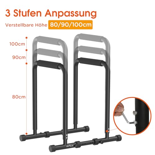 DH FitLife Dip Barren Bars | Dip Station | Kraftstation Fitnessgerät für Zuhause | Parallettes Calisthenics Training Equipment | Krafttraining 80-100 cm individuell verstellbar - 3