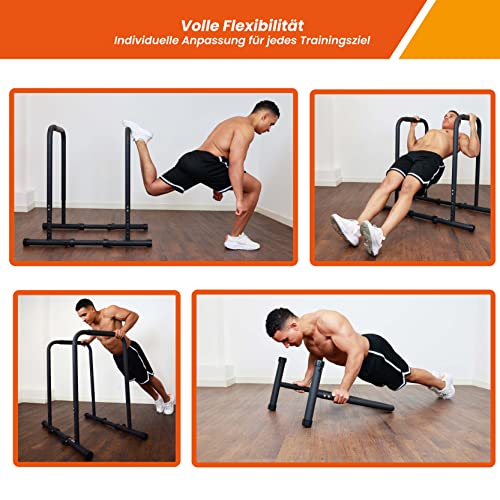 DH FitLife Dip Barren Bars | Dip Station | Kraftstation Fitnessgerät für Zuhause | Parallettes Calisthenics Training Equipment | Krafttraining 80-100 cm individuell verstellbar - 5