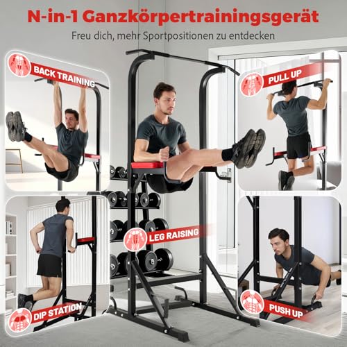 ISE Kraftturm Power Town Multifunktions Kraftstation Klimmzugstation Liegestützgriffe Dip-Station - 4