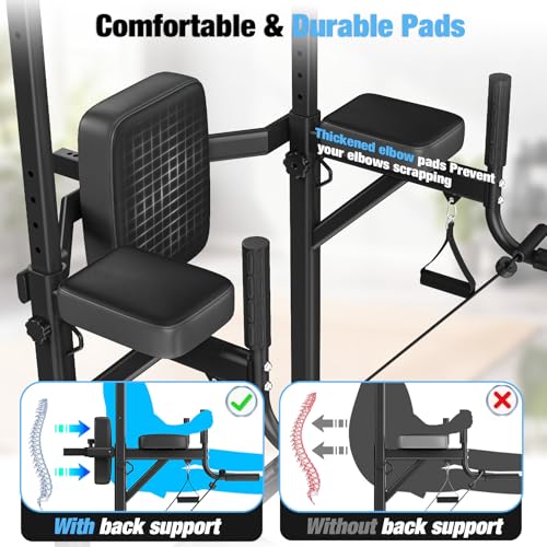 Dskeuzeew Power Tower Dip Station Klimmzugstange Freistehend multifunktionale Kraftstation - 5