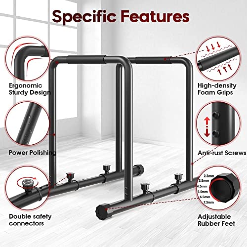 Concho Verstellbare Dip Barren – 500 kg Dip-Station, tragbar und funktional dip stange, Fitness-Bar mit Sicherheitsanschluss - 4