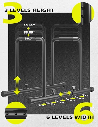 Dripex Verstellbare Dip Barren – 500 kg Dip-Station, tragbar und funktional dip stange, Fitness-Bar mit Sicherheitsanschluss, robuster Dip-Ständer, Paralleten-Übungs-Bar für Calisthenics - 3
