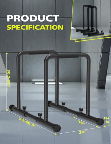 Dripex Verstellbare Dip Barren – 500 kg Dip-Station, tragbar und funktional dip stange, Fitness-Bar mit Sicherheitsanschluss, robuster Dip-Ständer, Paralleten-Übungs-Bar für Calisthenics - 6