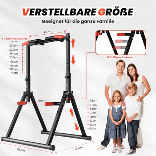 DOBESTS Faltbar Power Tower Dip Station Klimmzugstange Freistehend - 2