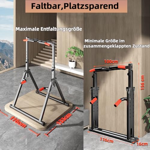 DOBESTS Faltbar Power Tower Dip Station Klimmzugstange Freistehend - 3