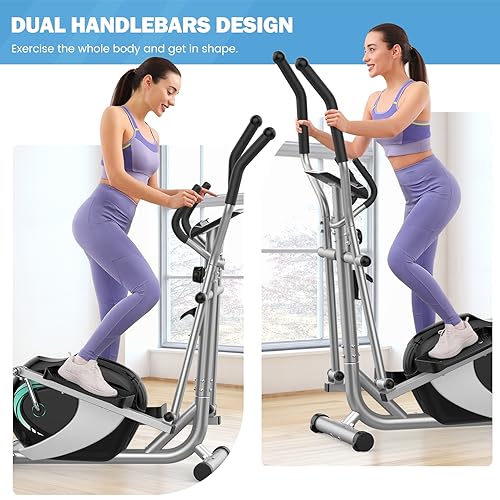 Dripex Elliptical Crosstrainer, Extrem leises magnetisches Ellipsentrainer für den Heimgebrauch, mit 6KG Schwungrad, 8 Widerstandsstufen, Pulssensor, LCD Monitor & Gerätehalterung (Grün) - 4
