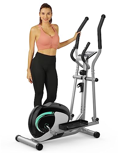 THERUN Magnetischer Crosstrainer für Zuhause, Cardio Ellipsentrainer mit 8-stufig einstellbarem Widerstand, LCD-Monitor, Gerätehalterung, 6 kg Schwungrad, belastbar bis 120 kg (Grün) - 8