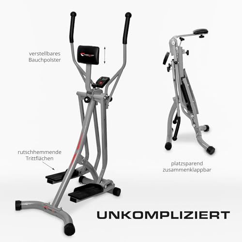 Christopeit Sport Walker Silber – klappbarer Ellipsentrainer – Crosstrainer bis 100kg Gewicht – Stepper mit LCD-Display - 3