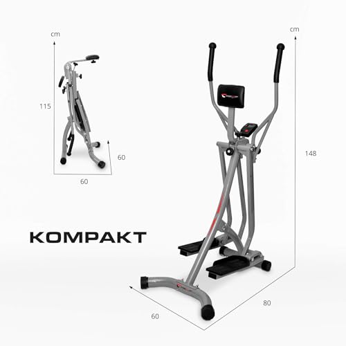 Christopeit Sport Walker Silber – klappbarer Ellipsentrainer – Crosstrainer bis 100kg Gewicht – Stepper mit LCD-Display - 7