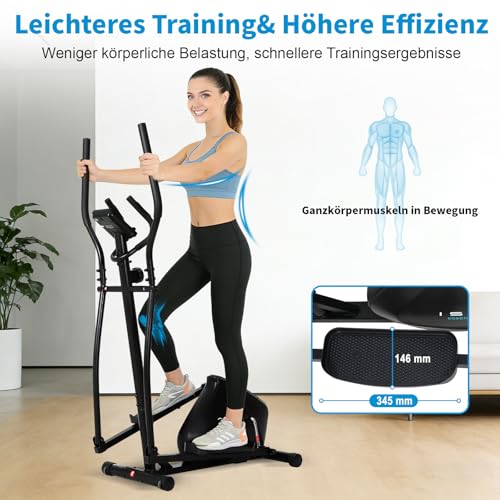 ISE Crosstrainer für Zuhause Home Ellipsentrainer mit 28 cm Schrittlänge, Ellipsentrainer mit 8 Stufen - 6