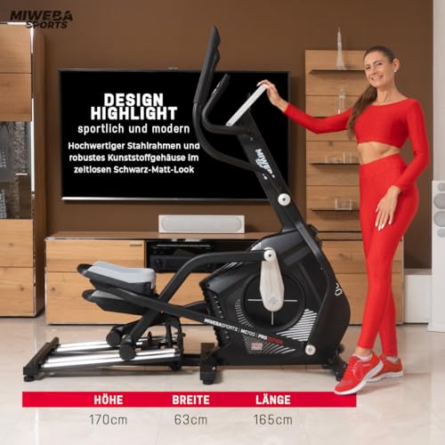 Miweba Sports Crosstrainer MC700 Stepper | Streaming App - 30 Kg Schwungmasse - Bis 150 Kg - Ergometer für Zuhause - Ellipsentrainer Heimtrainer elektrisch - Pulsmesser - Fitness - 2