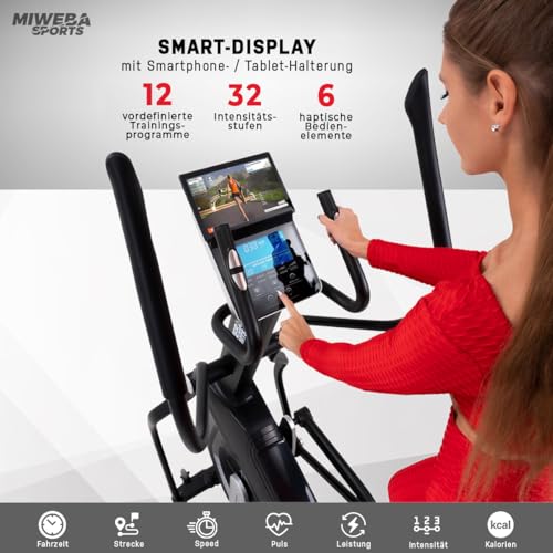 Miweba Sports Crosstrainer MC700 Stepper | Streaming App - 30 Kg Schwungmasse - Bis 150 Kg - Ergometer für Zuhause - Ellipsentrainer Heimtrainer elektrisch - Pulsmesser - Fitness - 3