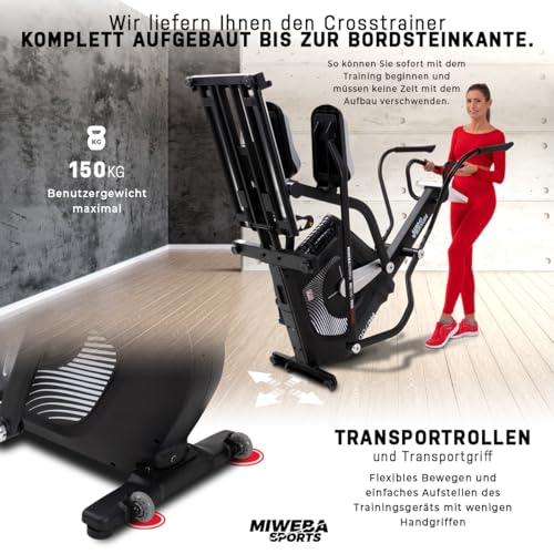 Miweba Sports Crosstrainer MC700 Stepper | Streaming App - 30 Kg Schwungmasse - Bis 150 Kg - Ergometer für Zuhause - Ellipsentrainer Heimtrainer elektrisch - Pulsmesser - Fitness - 4