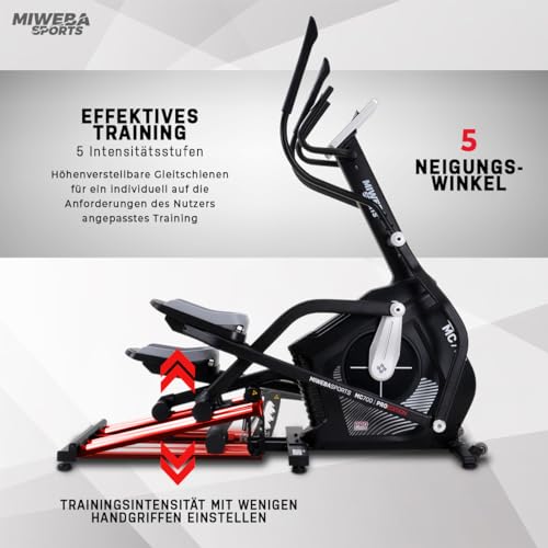 Miweba Sports Crosstrainer MC700 Stepper | Streaming App - 30 Kg Schwungmasse - Bis 150 Kg - Ergometer für Zuhause - Ellipsentrainer Heimtrainer elektrisch - Pulsmesser - Fitness - 5