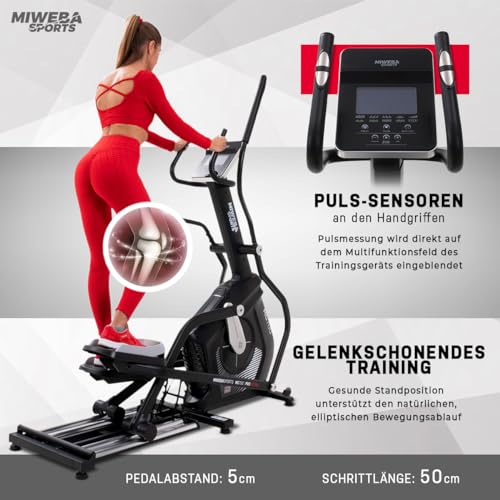 Miweba Sports Crosstrainer MC700 Stepper | Streaming App - 30 Kg Schwungmasse - Bis 150 Kg - Ergometer für Zuhause - Ellipsentrainer Heimtrainer elektrisch - Pulsmesser - Fitness - 6