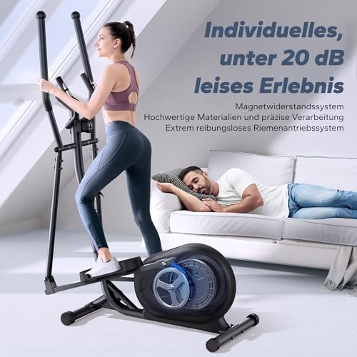 MERACH Elliptical Trainer für Zuhause, Ultraleise Crosstrainer mit 16-stufiger Magnetwiderstand, Kardio Ellipsentrainer mit Pulssensor, LCD-Monitor, Tablet-Ständer, Leicht zu bewegen, bis zu 120KG - 2
