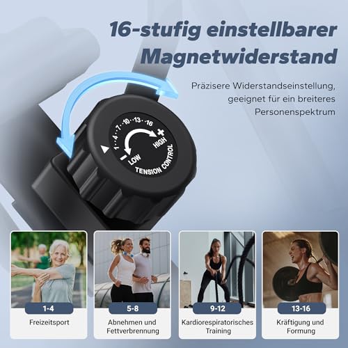 MERACH Elliptical Trainer für Zuhause, Ultraleise Crosstrainer mit 16-stufiger Magnetwiderstand, Kardio Ellipsentrainer mit Pulssensor, LCD-Monitor, Tablet-Ständer, Leicht zu bewegen, bis zu 120KG - 3