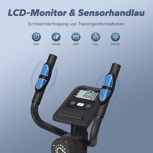 MERACH Elliptical Trainer für Zuhause, Ultraleise Crosstrainer mit 16-stufiger Magnetwiderstand, Kardio Ellipsentrainer mit Pulssensor, LCD-Monitor, Tablet-Ständer, Leicht zu bewegen, bis zu 120KG - 4