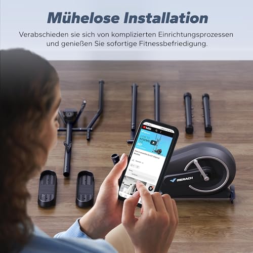 MERACH Elliptical Trainer für Zuhause, Ultraleise Crosstrainer mit 16-stufiger Magnetwiderstand, Kardio Ellipsentrainer mit Pulssensor, LCD-Monitor, Tablet-Ständer, Leicht zu bewegen, bis zu 120KG - 8
