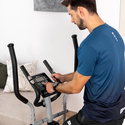 Hop-Sport Crosstrainer HS-2050C, Ellipsentrainer mit LCD-Display & Pulsmessung, leiser Crosstrainer für Zuhause - Magnet-Bremssystem & Transportrollen Silber - 4