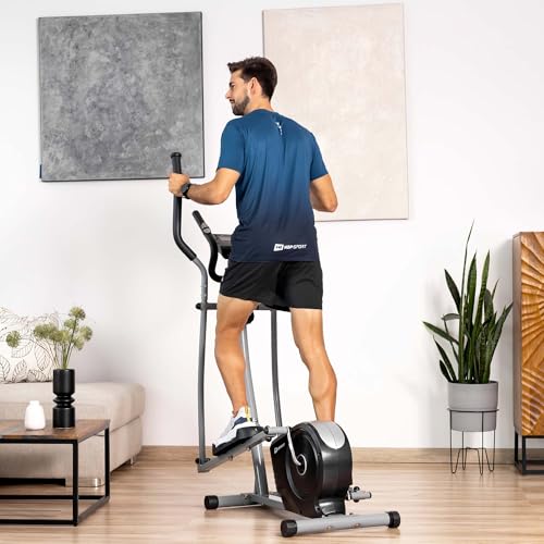 Hop-Sport Crosstrainer HS-2050C, Ellipsentrainer mit LCD-Display & Pulsmessung, leiser Crosstrainer für Zuhause - Magnet-Bremssystem & Transportrollen Silber - 8