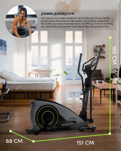 Zipro Dunk Magnetischer Crosstrainer für Zuhause iConsole+ bis zu 150 kg - 12-Stufen Widerstand Ellipsentrainer Heimtrainer mit Computer misst Puls Kalorien Distanz Schnelligkeit - in Grau - 2