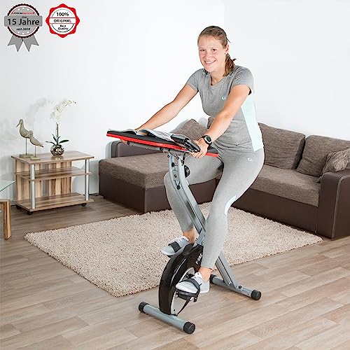 Ultrasport F-Bike Work, Heimtrainer mit Workstation, Heimgerät, Fitnessbike mit Konsole und Pulssensor am Lenker, faltbar, max. Benutzergewicht: bis 100 kg, Silber / Schwarz - 3