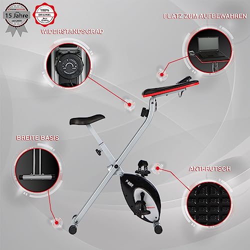 Ultrasport F-Bike Work, Heimtrainer mit Workstation, Heimgerät, Fitnessbike mit Konsole und Pulssensor am Lenker, faltbar, max. Benutzergewicht: bis 100 kg, Silber / Schwarz - 6