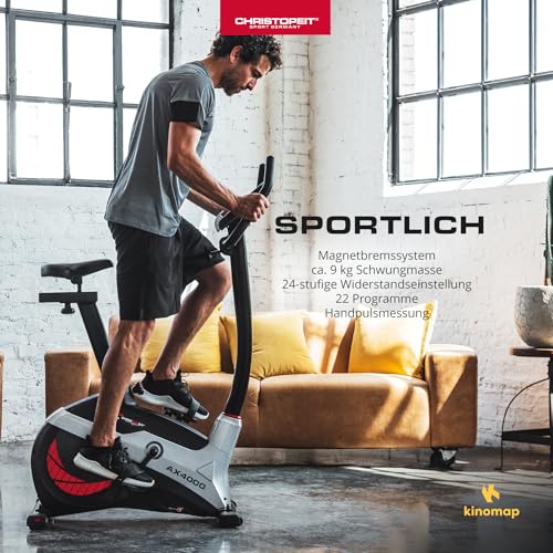 Christopeit Sport Ergometer Heimtrainer AX 4000-24-Stufig, bis 150kg Gewicht und 195cm Größe - 8kg Magnet-Bremssystem - 2