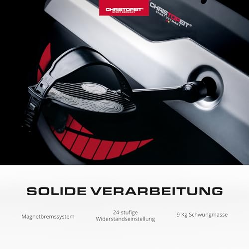 Christopeit Sport Ergometer Heimtrainer AX 4000-24-Stufig, bis 150kg Gewicht und 195cm Größe - 8kg Magnet-Bremssystem - 4