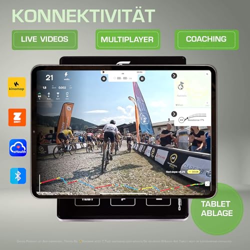 Christopeit Sport Ergometer Heimtrainer Eco 1000 inkl. Bodenschutzmatte - Generator, Magnet-Bremssystem, USB, Kinomap-App, bis 150kg Gewicht - 5