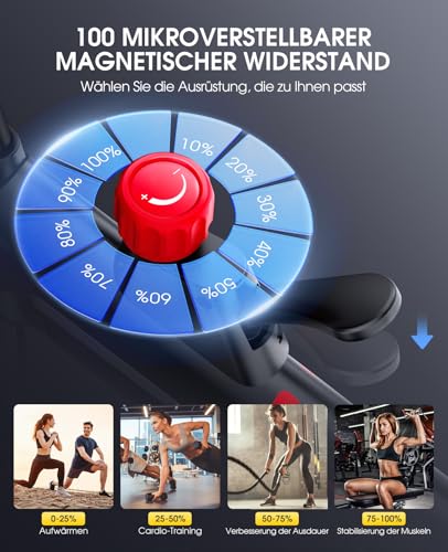 Heimtrainer Fahrrad mit APP Tracking, Bis 150 KG Ergometer Fahrrad mit magnetischem Widerstand, Fitnessgeräte für Zuhause,Hometrainer Fahrrad mit Sitzpolster, leisem Riemenantrieb Tablet Halterung - 3