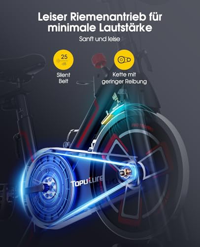 Heimtrainer Fahrrad mit APP Tracking, Bis 150 KG Ergometer Fahrrad mit magnetischem Widerstand, Fitnessgeräte für Zuhause,Hometrainer Fahrrad mit Sitzpolster, leisem Riemenantrieb Tablet Halterung - 4