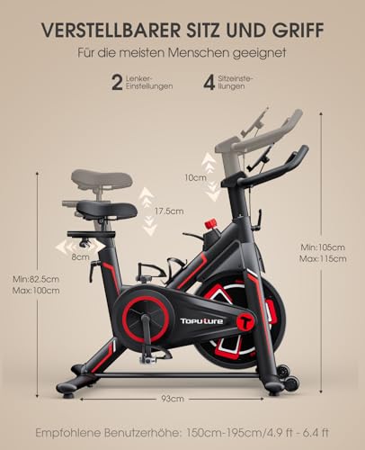Heimtrainer Fahrrad mit APP Tracking, Bis 150 KG Ergometer Fahrrad mit magnetischem Widerstand, Fitnessgeräte für Zuhause,Hometrainer Fahrrad mit Sitzpolster, leisem Riemenantrieb Tablet Halterung - 6