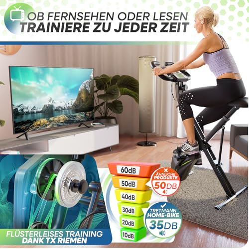Neu Tretmann Hometrainer fahrrad Klappbar Set-extra bequem & leise- [RelaxFoam] bis 150KG Belastbar Ergometer, Heimtrainer fahrrad, Ergometer Heimtrainer Senioren, Spinning Bike Indoor, Fitnessbikes - 3
